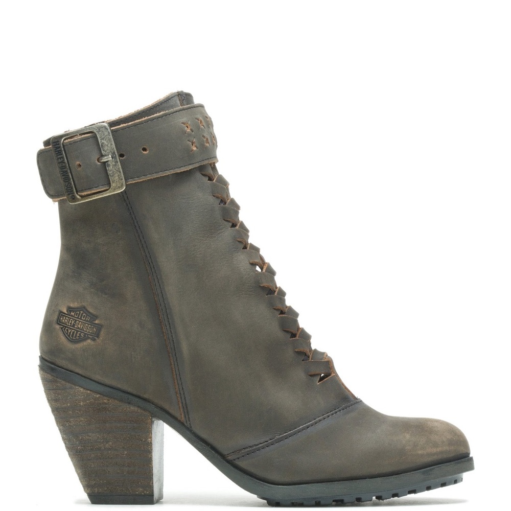 HARLEY-DAVIDSON Womens Calkins LS Boot 8" Gray Boots